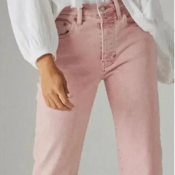 Lucky Brand 90s Loose High Rise Crop Jeans Women’s 10/30 Light Pink Raw Hem - Picture 2 of 10